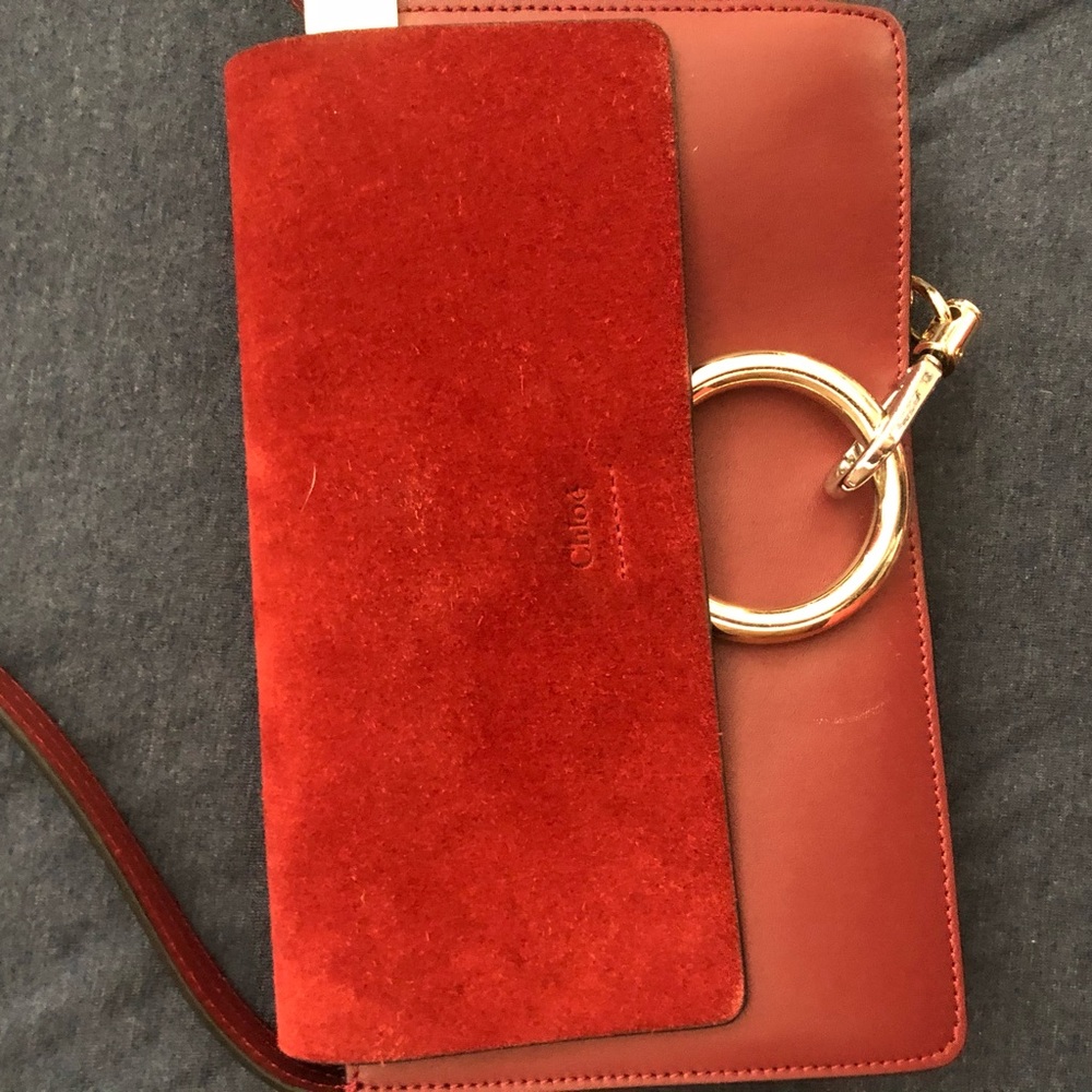 Red Leather and Suede Women's Bag